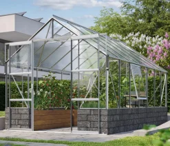 Vitavia Gewächshaus Cassiopeia11500 ESG/NSG, inkl. Sockelmauer Basalt Silber Best