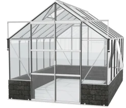 Vitavia Gewächshaus Cassiopeia 9900 ESG/HKP, inkl. Sockelmauer Basalt Silber Best