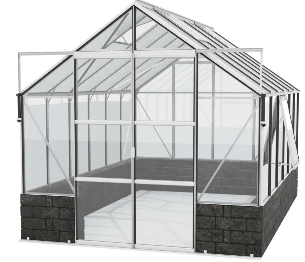 Vitavia Gewächshaus Cassiopeia 9900 ESG/HKP, inkl. Sockelmauer Basalt Silber Best