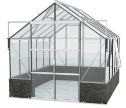 Vitavia Gewächshaus Cassiopeia 8300 ESG/NSG, inkl. Sockelmauer Basalt Silber Discount
