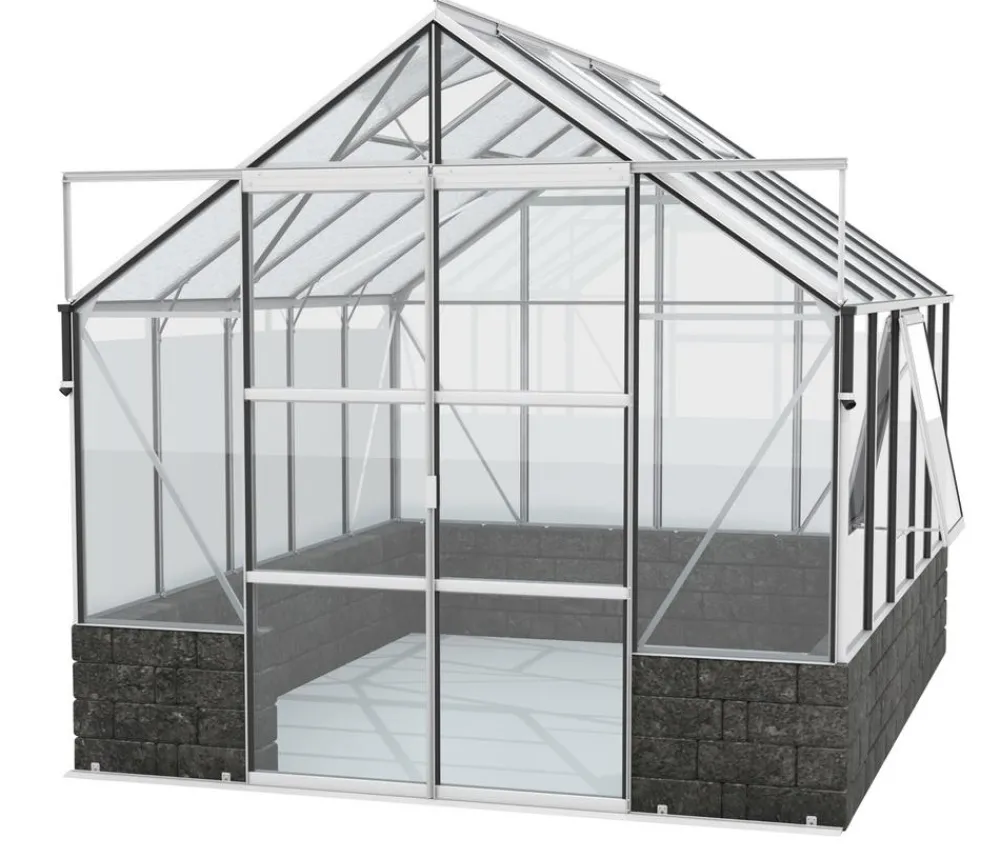 Vitavia Gewächshaus Cassiopeia 8300 ESG/NSG, inkl. Sockelmauer Basalt Silber Discount