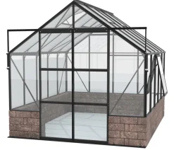 Vitavia Gewächshaus Cassiopeia 8300 ESG/HKP, inkl. Sockelmauer Herbstlaub Schwarz