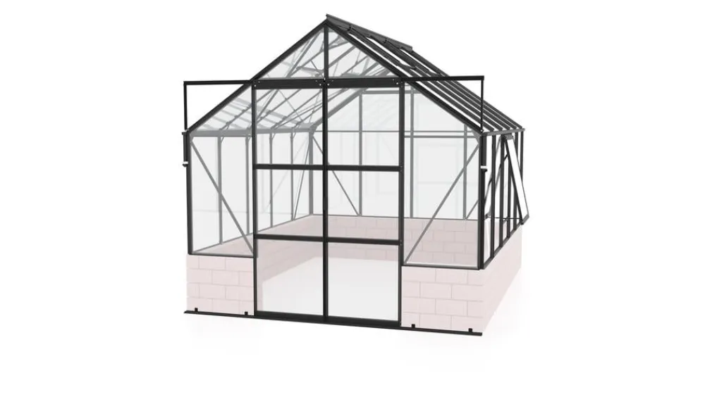 Vitavia Gewächshäuser - Gewächshaus Cassiopeia 8300 ESG/HKP, inkl. Sockelmauer Basalt Silber
