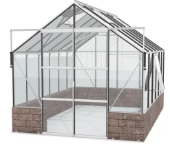 Vitavia Gewächshäuser - Gewächshaus Cassiopeia 9900 ESG, inkl. Sockelmauer Herbstlaub Silber