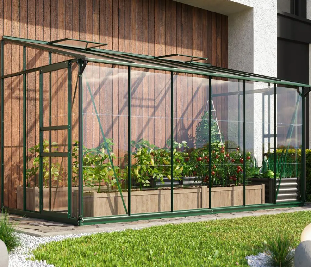 Vitavia Gewächshäuser - Gewächshaus Iris 7800 ESG/HKP, ca. B387/H221/T201 cm Dunkelgrün