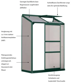 Vitavia Gewächshaus Iris 900 HKP, ca. B131/H182/T69 cm Dunkelgrün Best