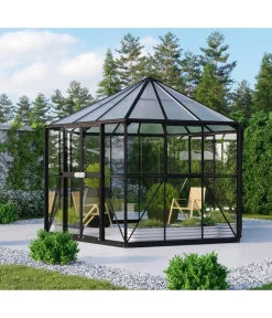 Vitavia Gewächshaus Luna 9000, inkl. Stahlfundamentrahmen, ca. B383/H283/T331 cm Schwarz Online