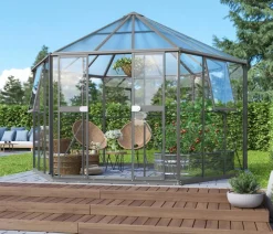 Vitavia Gewächshäuser - Gewächshaus Luna 9000, inkl. Stahlfundamentrahmen, ca. B383/H283/T331 cm Silber