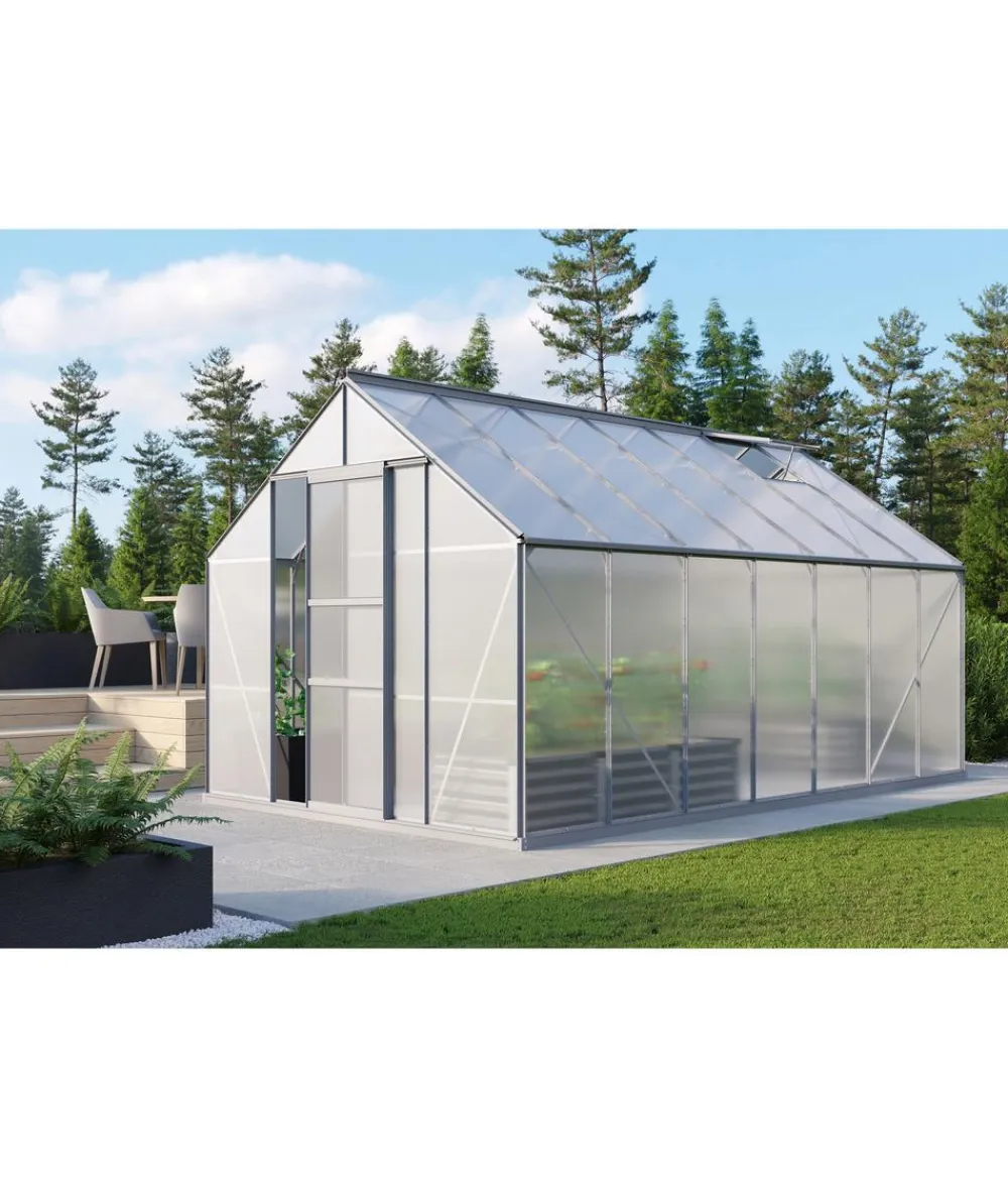 Vitavia Gewächshäuser - Gewächshaus Neptun 11500 HKP, ca. B257/H230/T445 cm Silber