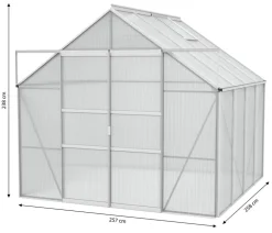 Vitavia Gewächshäuser > Gewächshaus Neptun Plus 6700 HKP, inkl. Stahlfundamentrahmen, ca. B257/H238/T258 cm