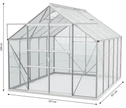 Vitavia Gewächshäuser - Gewächshaus Neptun Plus 8300 ESG/HKP, inkl. Stahlfundamentrahmen, ca. B257/H238/T321 cm Dunkelgrün