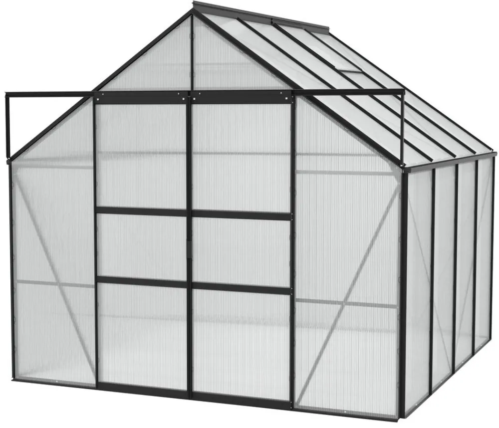 Vitavia Gewächshaus Neptun Plus 6700 HKP, inkl. Stahlfundamentrahmen, ca. B257/H238/T258 cm Schwarz Discount