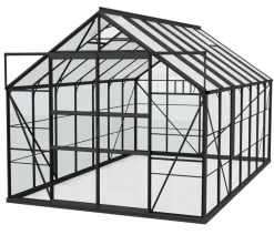 Vitavia Gewächshaus Neptun Plus 11500 ESG/HKP, inkl. Stahlfundamentrahmen, ca. B254/H238/T441 cm Schwarz Outlet