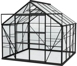 Vitavia Gewächshaus Neptun Plus 6700 ESG/HKP, inkl. Stahlfundamentrahmen, ca. B257/H238/T258 cm Schwarz Sale