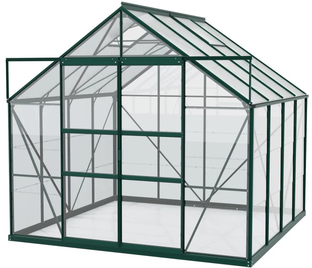 Vitavia Gewächshaus Neptun Plus 6700 ESG/HKP, inkl. Stahlfundamentrahmen, ca. B257/H238/T258 cm Dunkelgrün Outlet