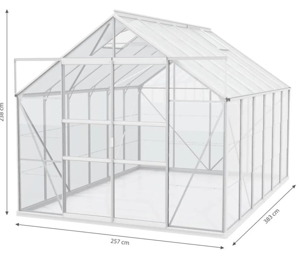 Vitavia Gewächshäuser > Gewächshaus Neptun Plus 9900 HKP, inkl. Stahlfundamentrahmen, ca. B257/H238/T383 cm