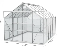 Vitavia Gewächshaus Neptun Plus 9900 ESG, inkl. Stahlfundamentrahmen, ca. B257/H238/T383 Silber