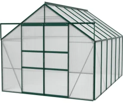 Vitavia Gewächshäuser - Gewächshaus Neptun Plus 9900 HKP, inkl. Stahlfundamentrahmen, ca. B257/H238/T383 cm Dunkelgrün