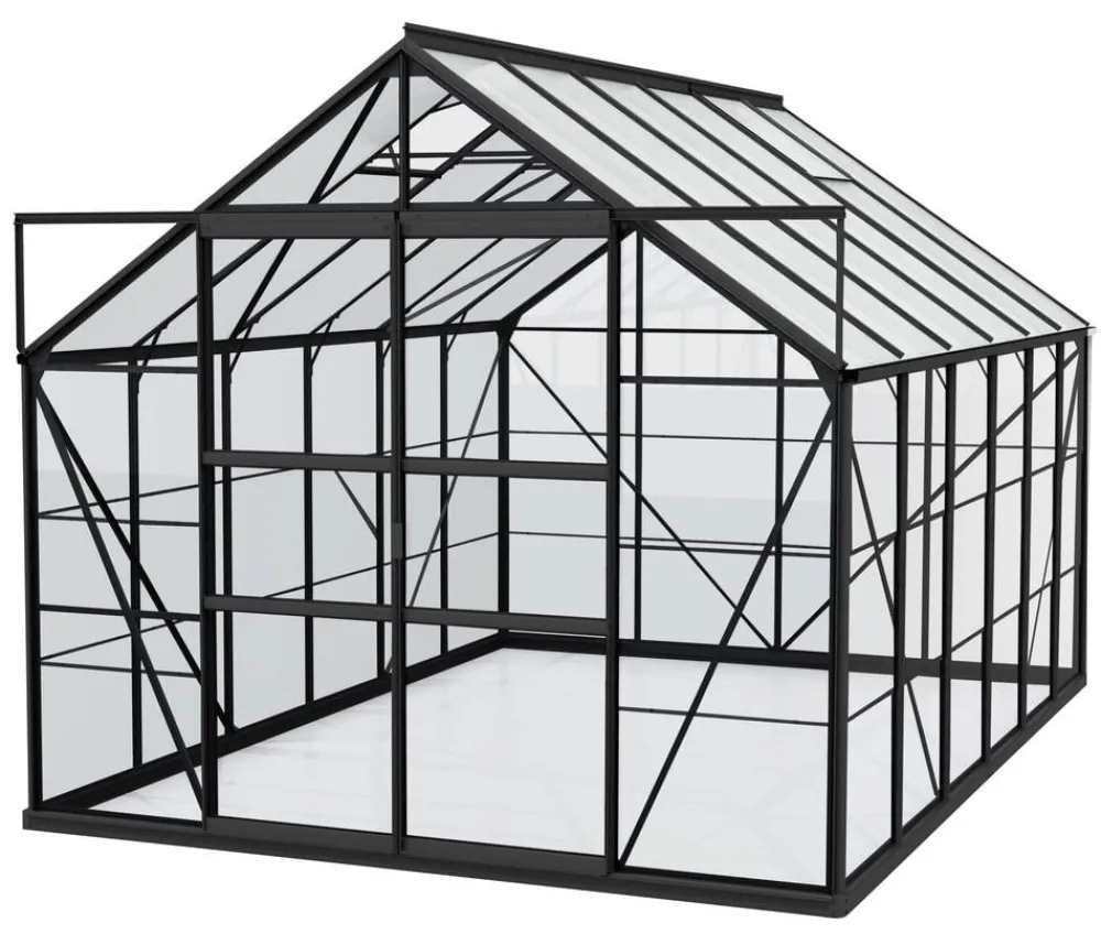 Vitavia Gewächshaus Neptun Plus 9900 ESG/HKP, inkl. Stahlfundamentrahmen, ca. B257/H238/T383 cm Schwarz Online