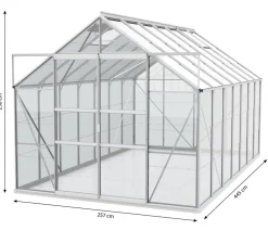Vitavia Gewächshaus Neptun Plus 11500 ESG, inkl. Stahlfundamentrahmen, ca. B254/H238/T441 cm Schwarz