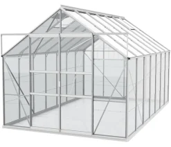 Vitavia Gewächshäuser - Gewächshaus Neptun Plus 11500 ESG, inkl. Stahlfundamentrahmen, ca. B254/H238/T441 cm Silber