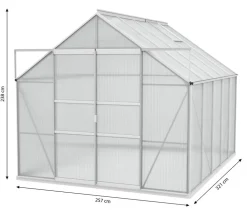 Vitavia Gewächshäuser - Gewächshaus Neptun Plus 8300 HKP, inkl. Stahlfundamentrahmen, ca. B257/H238/T321 cm Dunkelgrün