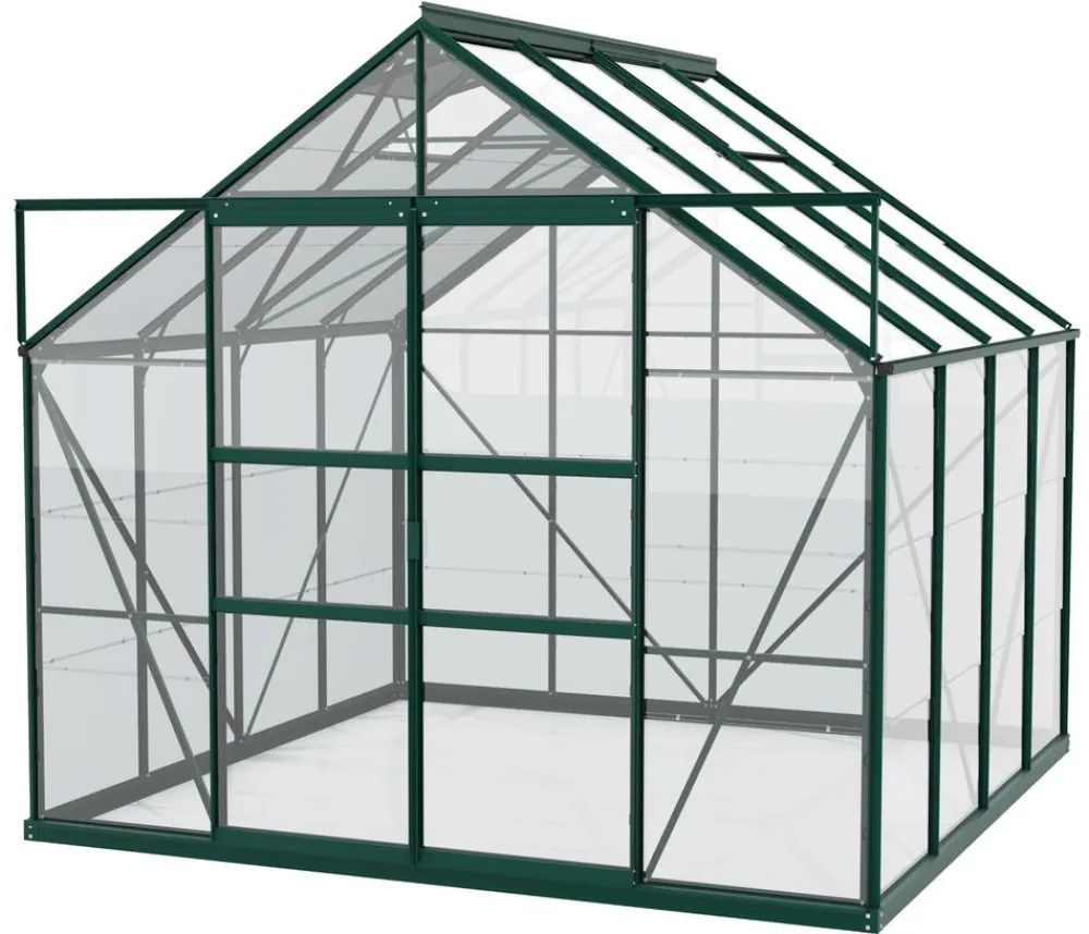 Vitavia Gewächshaus Neptun Plus 6700 ESG, inkl. Stahlfundamentrahmen, ca. B257/H238/T258 cm Dunkelgrün Outlet