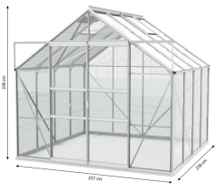 Vitavia Gewächshäuser - Gewächshaus Neptun Plus 6700 ESG, inkl. Stahlfundamentrahmen, ca. B257/H238/T258 cm Schwarz