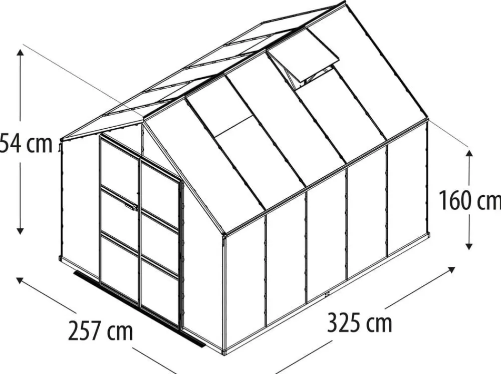 Vitavia Gewächshaus Orbit 8300, ESG/NSG, inkl. Stahlfundamentrahmen Schwarz Hot