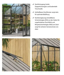 Vitavia Gewächshaus Orbit 8300, ESG/NSG, inkl. Stahlfundamentrahmen Schwarz Hot