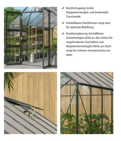 Vitavia Gewächshäuser - Gewächshaus Orbit 8300, ESG/NSG, inkl. Stahlfundamentrahmen Dunkelgrün