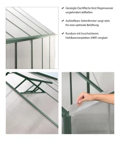 Vitavia Gewächshaus Pluto 7500 HKP, inkl. Stahlfundamentrahmen, ca. B198/H208/T377 cm Dunkelgrün Outlet