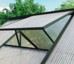 Vitavia Gewächshäuser - Gewächshaus Pluto 7500 HKP, inkl. Stahlfundamentrahmen, ca. B198/H208/T377 cm Dunkelgrün
