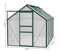 Vitavia Gewächshäuser - Gewächshaus Pollux 6200 HKP, ca. B195/H197/T321 cm Dunkelgrün