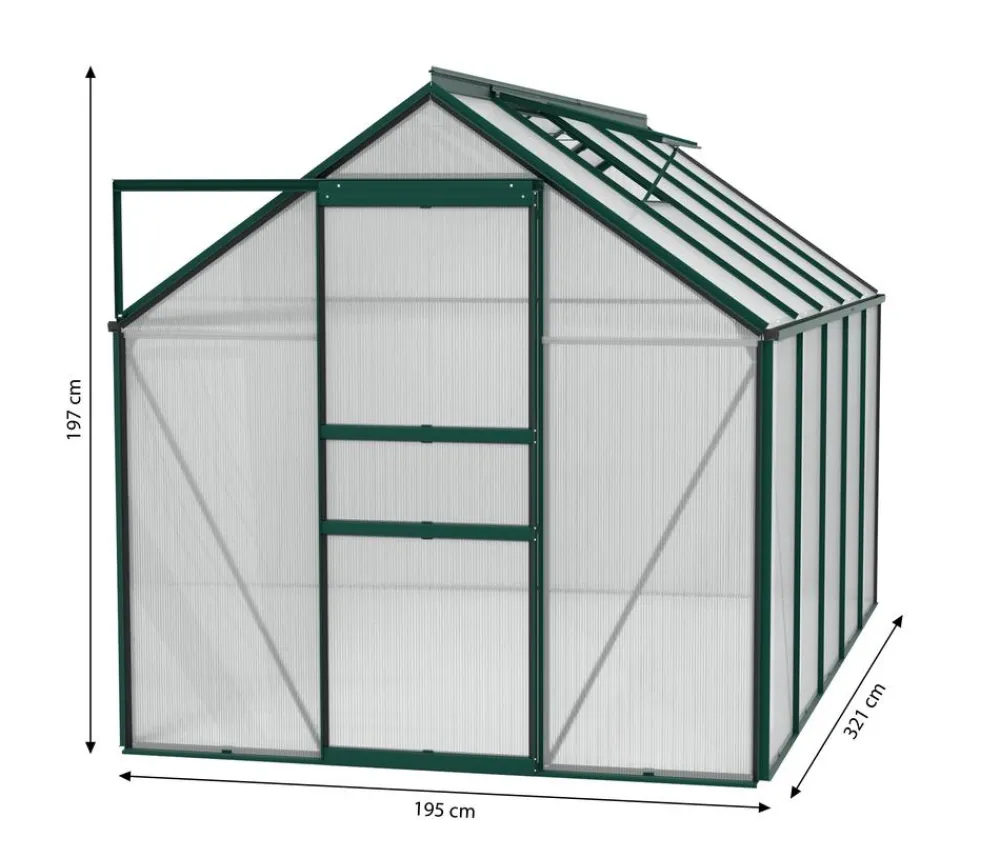 Vitavia Gewächshäuser - Gewächshaus Pollux 6200 HKP, ca. B195/H197/T321 cm Dunkelgrün