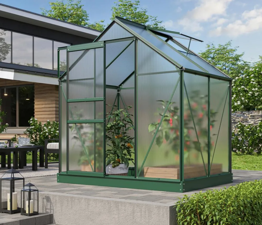 Vitavia Gewächshäuser - Gewächshaus Pollux 2500 HKP, ca. B195/H197/T131 cm Dunkelgrün