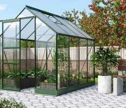 Vitavia Gewächshäuser > Gewächshaus Pontos 5000, ESG 3 mm/HKP 6 mm, inkl. Stahlundamentrahmen, ca. B195/H207/T261 cm