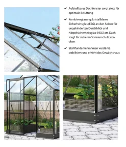Vitavia Gewächshäuser > Gewächshaus Pontos 5000, ESG/NSG, inkl. Stahlfundamentrahmen, ca. B195/H207/T261 cm