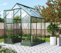 Vitavia Gewächshäuser - Gewächshaus Pontos 3800 ESG/NSG, inkl. Stahlfundamentrahmen, ca. B195/H207/T199 cm Dunkelgrün