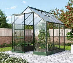 Vitavia Gewächshäuser - Gewächshaus Pontos 3800, ESG/HKP 6 mm, inkl. Stahlfundamentrahmen Dunkelgrün