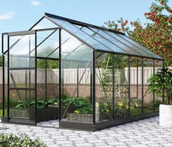 Vitavia Gewächshaus Pontos 6200, ESG/NSG, inkl. Stahlfundamentrahmen, ca. B195/H207/T324 cm Schwarz