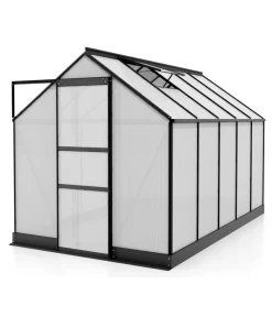 Vitavia Gewächshäuser - Gewächshaus Pontos 6200, HKP 6 mm, inkl. Stahlfundamentrahmen Schwarz