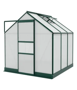 Vitavia Gewächshaus Pontos 3800, HKP 6 mm, inkl. Stahlfundamentrahmen, ca. B195/H207/T199 cm Dunkelgrün Outlet
