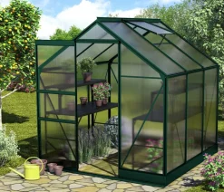 Vitavia Gewächshaus Pontos 3800, HKP 6 mm, inkl. Stahlfundamentrahmen, ca. B195/H207/T199 cm Dunkelgrün Outlet