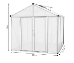 Vitavia Gewächshäuser - Gewächshaus Poseidon 6200 HKP, ca. B258/H250/T242 cm Silber