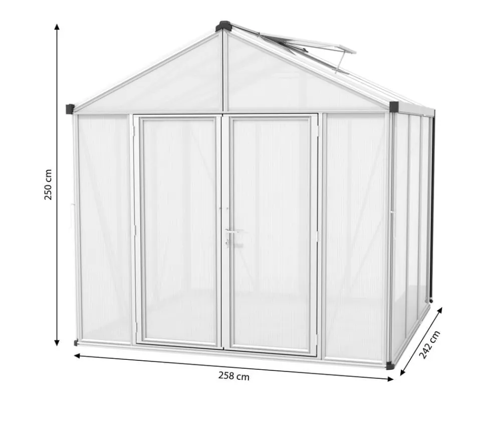 Vitavia Gewächshäuser - Gewächshaus Poseidon 6200 HKP, ca. B258/H250/T242 cm Silber