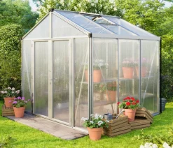 Vitavia Gewächshäuser - Gewächshaus Poseidon 6200 HKP, ca. B258/H250/T242 cm Silber