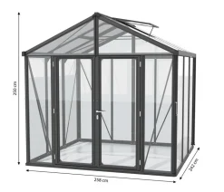 Vitavia Gewächshäuser - Gewächshaus Poseidon 6200 ESG/HKP, ca. B258/H250/T242 cm Schwarz