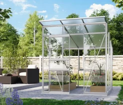 Vitavia Gewächshäuser - Gewächshaus Prisma 4450 ESG/HKP, inkl. Stahlfundamentrahmen Silber