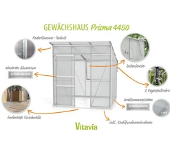 Vitavia Gewächshäuser > Gewächshaus Prisma 4450 HKP, inkl. Stahlfundamentrahmen